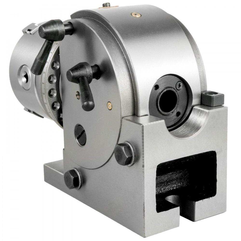 VEVOR Dividing Head 4 Inch Indexing Head Milling 100MM Semi-Universal Dividing Head 4 Inch 3 jaw Chuck Dividing Head Set with Index Plates and Tailstock for Precision rotary table