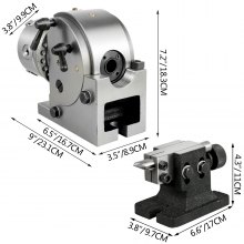 VEVOR Dividing Head 4 Inch Indexing Head Milling 100MM Semi-Universal Dividing Head 4 Inch 3 jaw Chuck Dividing Head Set with Index Plates and Tailstock for Precision Rotary Table