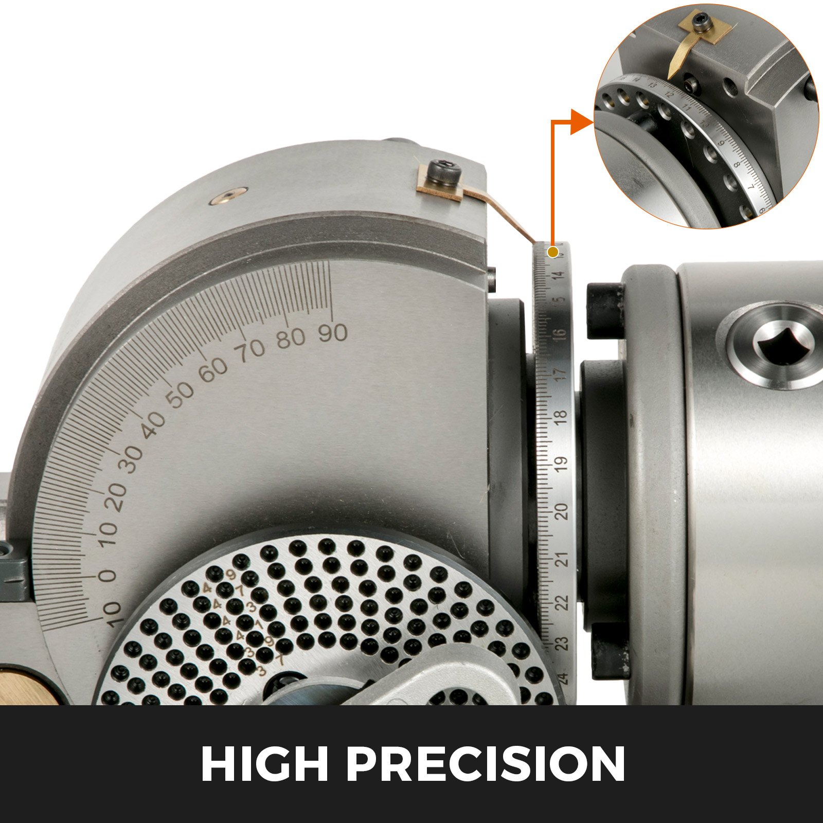 VEVOR Dividing Head, 100 mm, Indexing Head Milling, Semi-Universal Dividing Head, 3 jaw Chuck Dividing Head Set with Index Plates and Tailstock, for Precision Rotary Table