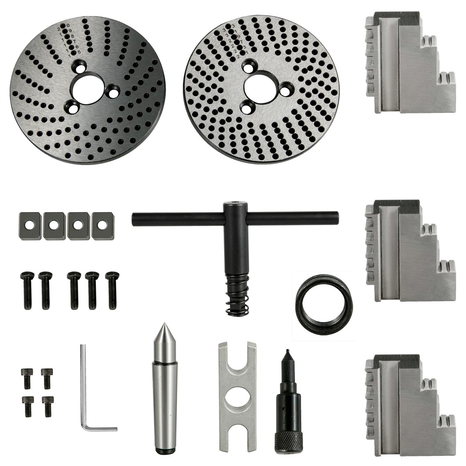 VEVOR Dividing Head 4 Inch Indexing Head Milling 100MM Semi-Universal Dividing Head 4 Inch 3 jaw Chuck Dividing Head Set with Index Plates and Tailstock for Precision rotary table