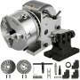 VEVOR dividing head with chuck, base, and assorted accessories.