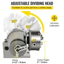 VEVOR Dividing Head BS-1 Dividing Head Set 6" 3-jaw Chuck Semi Universal Milling Set with 6" Chuck+Tailstock+Dividing Plates for Milling Grinding Drilling Machine