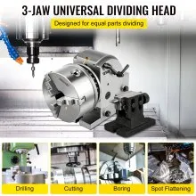 VEVOR Dividing Head 6"/160MM Dividing Head for Milling Machine 6-1/2"/168MM Universal Dividing Head 5"/128MM Indexing Head Milling 1:40 Dividing Head Milling for Milling Grinding Drilling