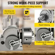 VEVOR Dividing Head 6"/160MM Dividing Head for Milling Machine 6-1/2"/168MM Universal Dividing Head 5"/128MM Indexing Head Milling 1:40 Dividing Head Milling for Milling Grinding Drilling