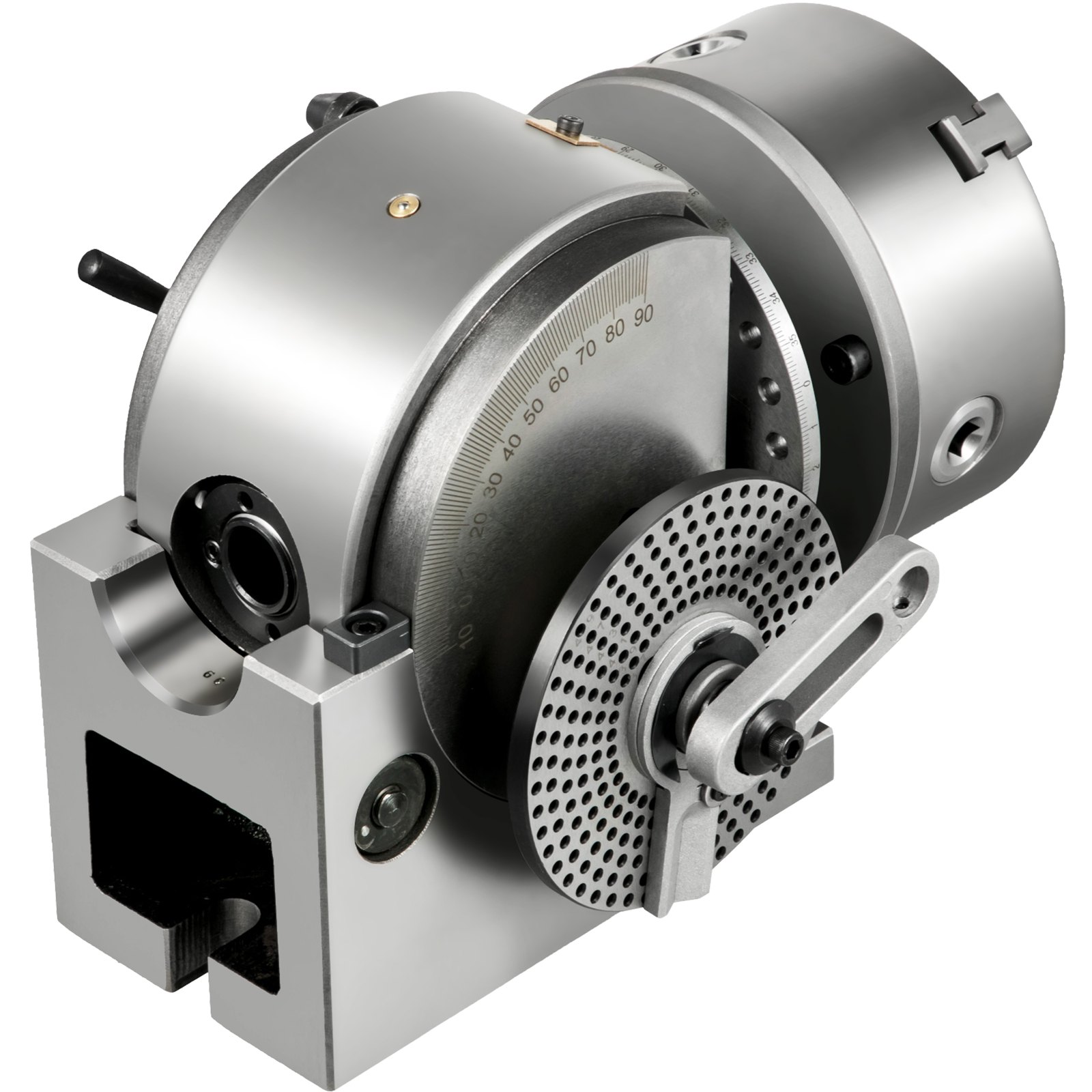 VEVOR dividing head with precision scale and adjustable indexing plate mechanisms.