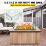 Fire Table Tempered Glass Wind Guard Fence 19" x 19" x 6"
