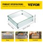 VEVOR Square Fire Pit Wind Guard, 19" x 19" x 6" Glass Flame Guard, Fire Wind Guard Fence with 5/16 Inch Thickness Clear Tempered Glass and Non-Slip Feet, for Propane, Gas, Fire Pits Pan/Table