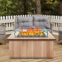 VEVOR Fire Pit Wind Guard 21 x 21 x 6 Inch Glass Flame Guard, Rectangle 5/16 Inch Thickness Glass Wind Guard Fence with Non-Slip Feet Clear Tempered Glass, for Propane, Gas, Fire Pits Pan/Table