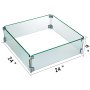 24" X 24" Fire Pit Wind Flame Guard Fence 8mm Thick Tempered Glass Clear Square