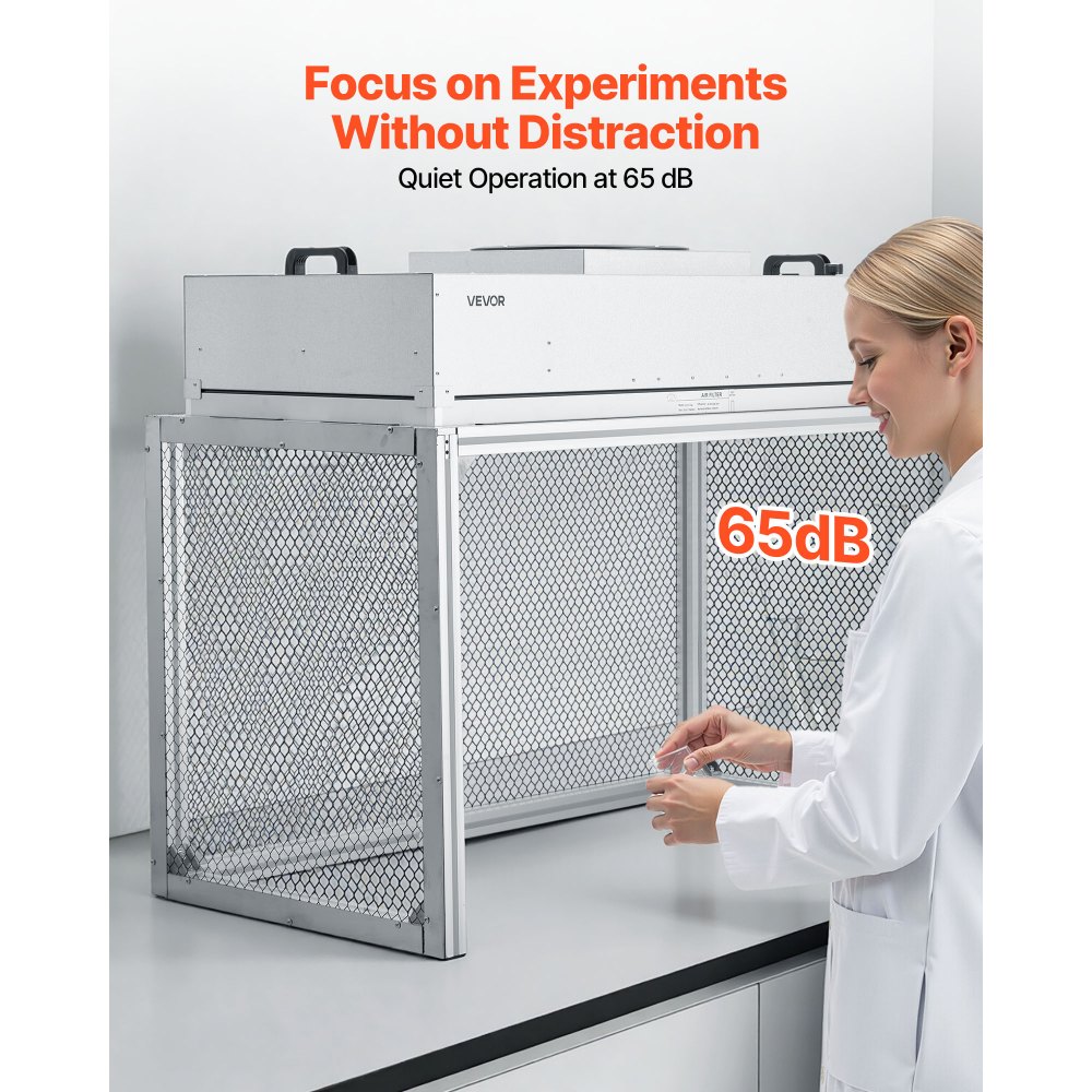 VEVOR Laminar Flow Hood, 24.02 x 46.06 x 27.36 inch Working Area FUU Fan Filter Unit, Meets Class 100/ISO 5 Clean Room Standards, with HEPA-14 Filter and G1 Pre-Filter, for Laboratory, Mushroom Room