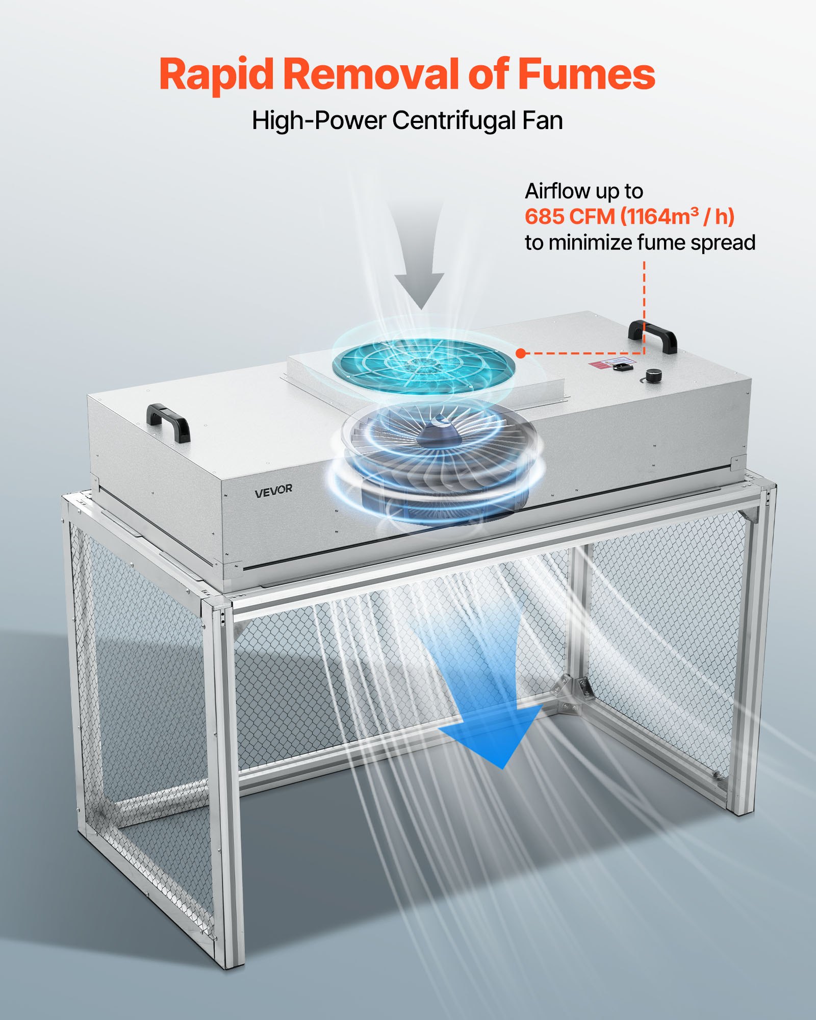 VEVOR Laminar Flow Hood, 24.02 x 46.06 x 27.36 inch Working Area FUU Fan Filter Unit, Meets Class 100/ISO 5 Clean Room Standards, with HEPA-14 Filter and G1 Pre-Filter, for Laboratory, Mushroom Room