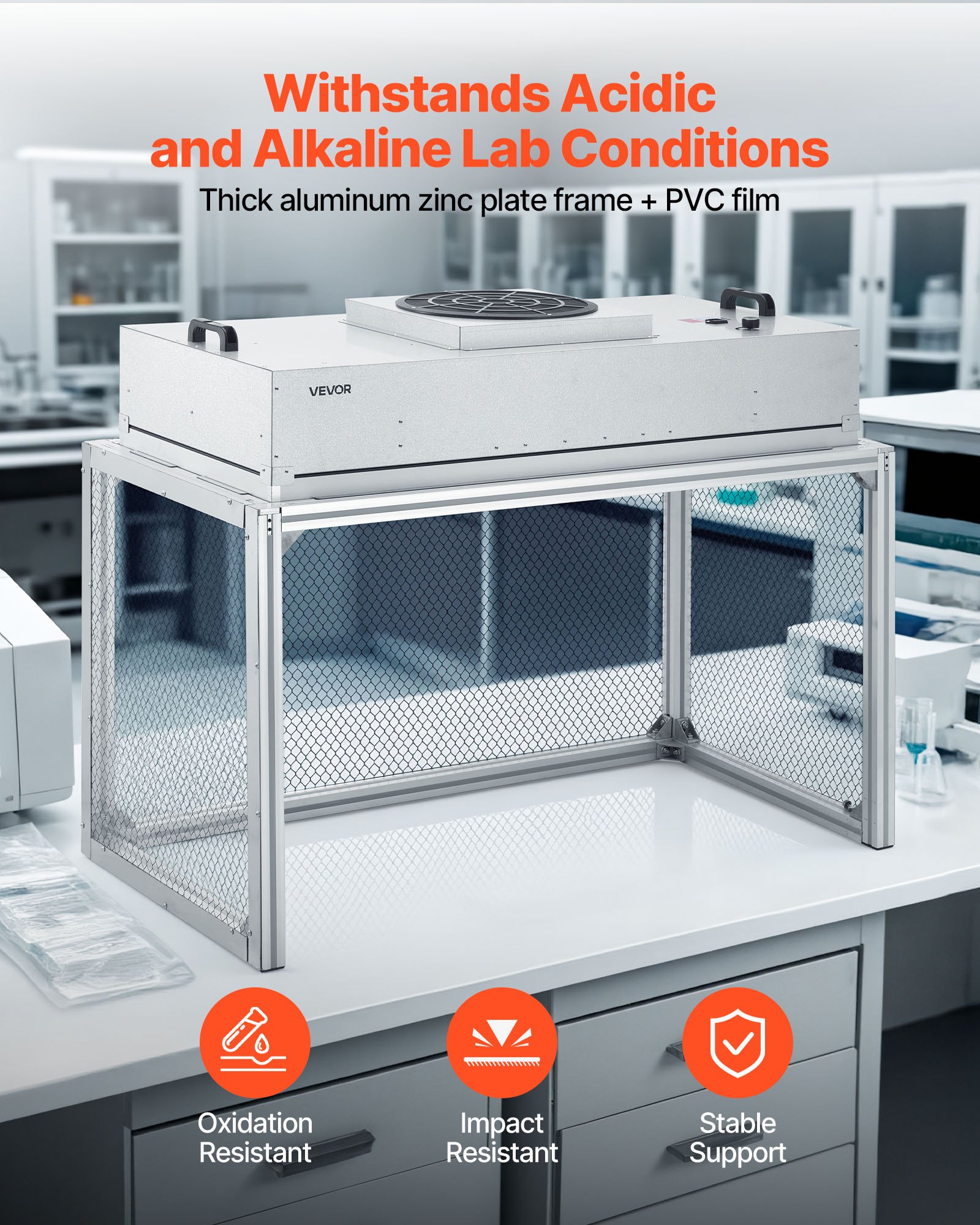 VEVOR Laminar Flow Hood, 24.02 x 46.06 x 27.36 inch Working Area FUU Fan Filter Unit, Meets Class 100/ISO 5 Clean Room Standards, with HEPA-14 Filter and G1 Pre-Filter, for Laboratory, Mushroom Room
