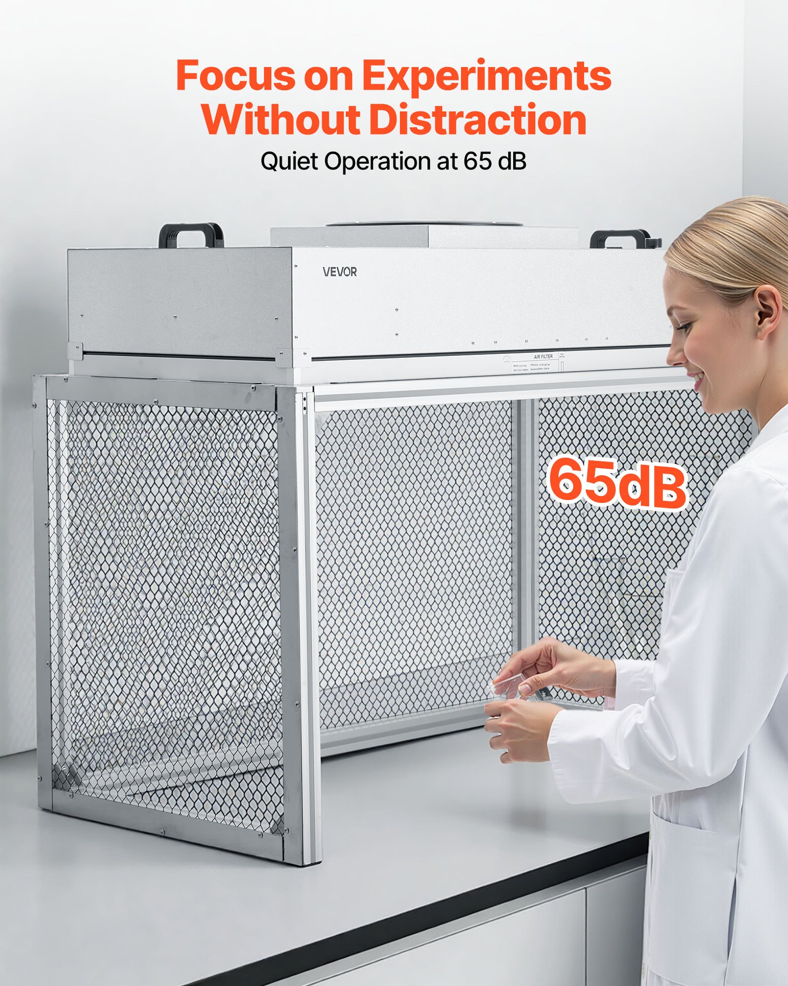 VEVOR Laminar Flow Hood, 24.02 x 46.06 x 27.36 inch Working Area FUU Fan Filter Unit, Meets Class 100/ISO 5 Clean Room Standards, with HEPA-14 Filter and G1 Pre-Filter, for Laboratory, Mushroom Room