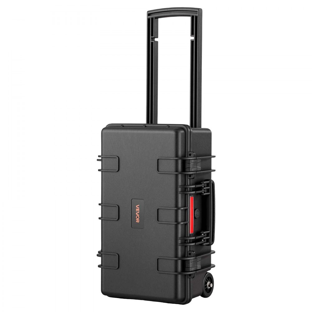 VEVOR Weatherproof Hard Case 555 x 345 x 250 mm All Weather Waterproof, for Drones, Camera and Equipment, Heavy Duty Protective Dry Box with Customizable Dividers, Retractable Handle, IP67, Black