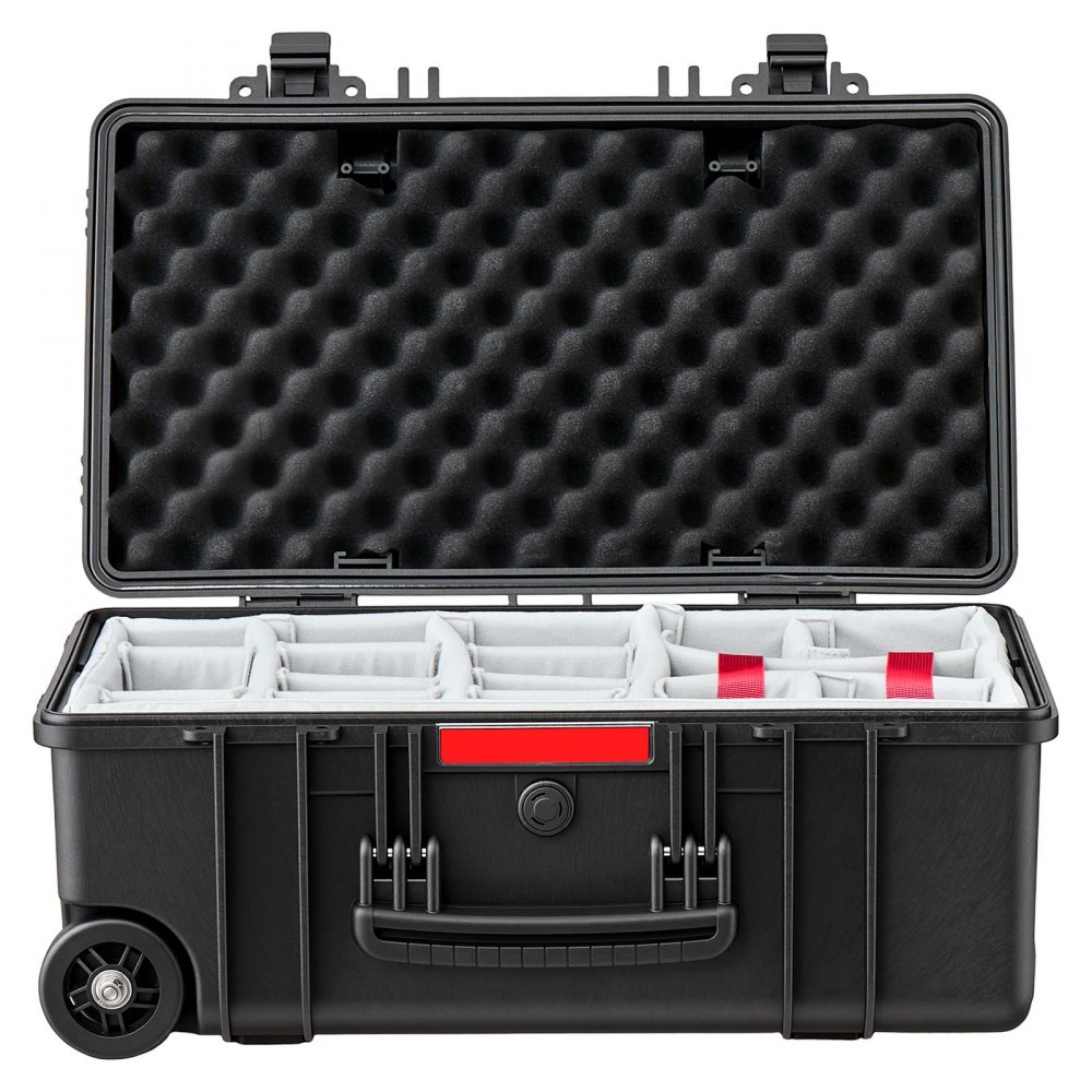 VEVOR Weatherproof Hard Case 555 x 345 x 250 mm All Weather Waterproof, for Drones, Camera and Equipment, Heavy Duty Protective Dry Box with Customizable Dividers, Retractable Handle, IP67, Black