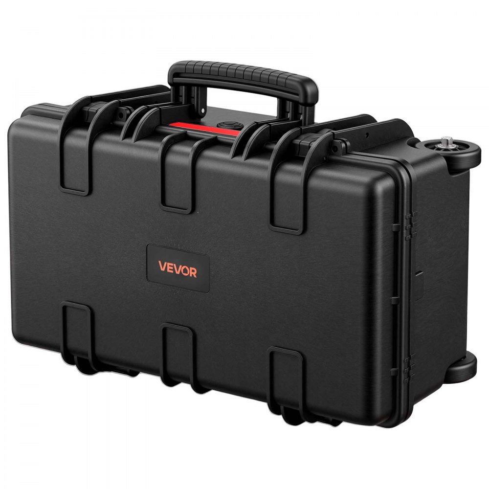 VEVOR Weatherproof Hard Case 555 x 345 x 250 mm All Weather Waterproof, for Drones, Camera and Equipment, Heavy Duty Protective Dry Box with Customizable Dividers, Retractable Handle, IP67, Black