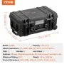 VEVOR Weatherproof Hard Case, Heavy Duty Protective Dry Box Case with Pre-cut Foam, Wheels & Retractable Pull Handles for Travel, Hunt, Military, Tactical, IP67 Waterproof Case for Cameras (55x34x24 cm)