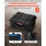 VEVOR 2.5 Cu.ft Weatherproof Hard Case, Waterproof Hard Case with Rolling Wheels and Retractable Pull Handle, IP67 Waterproof Protective Case with 4 Clips, 4 Padlock Holes, and Foam Inserted, Black