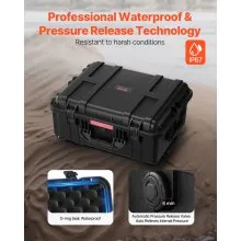 VEVOR Weatherproof Hard Case, Heavy Duty Protective Dry Box Case with Pre-Cut Foam, Wheels & Retractable Pull Handles for Travel, Hunt, Military, Tactical, IP67 Waterproof Case for Cameras(57x45x28)