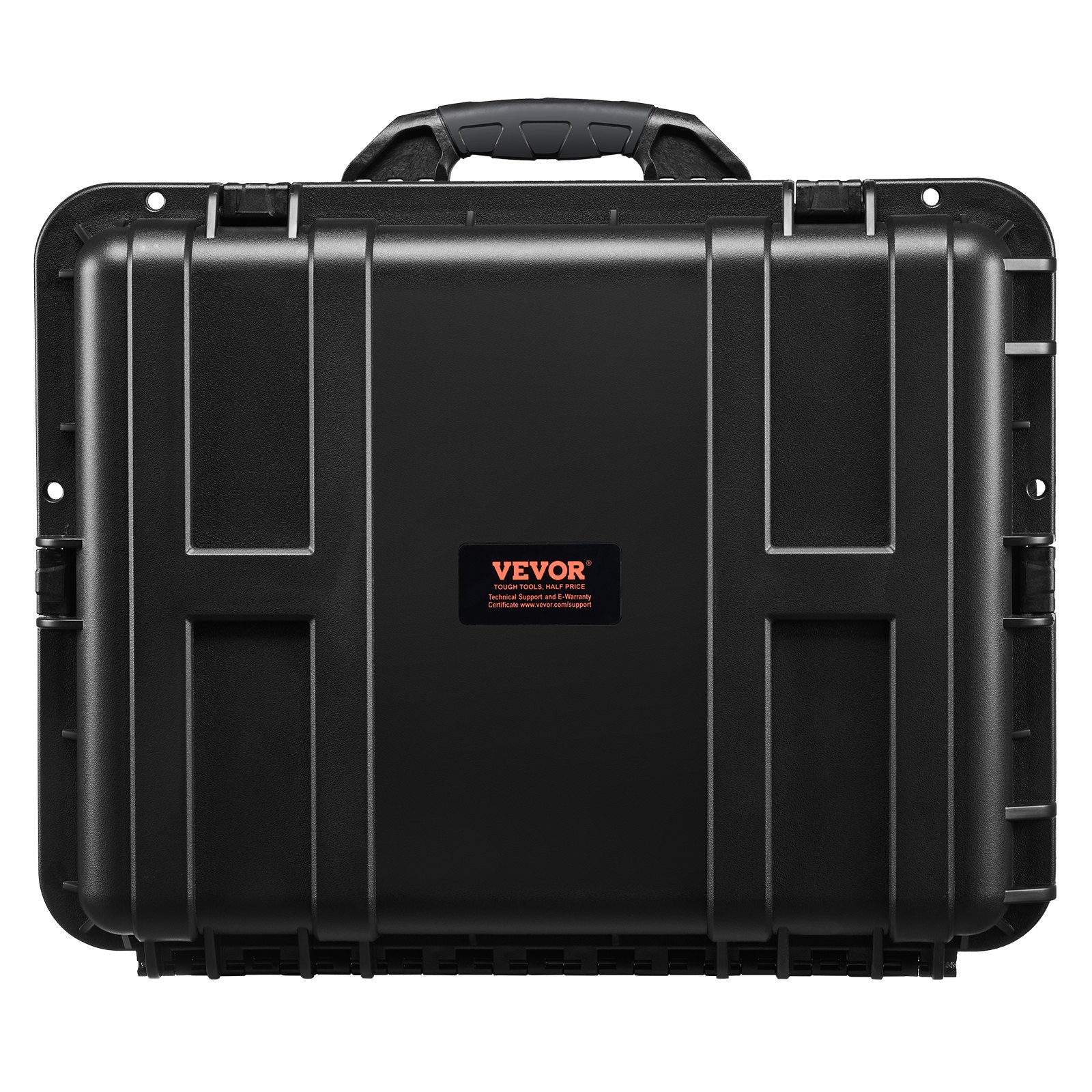 VEVOR 2.5 Cu.ft Weatherproof Hard Case, Waterproof Hard Case with Rolling Wheels and Retractable Pull Handle, IP67 Waterproof Protective Case with 4 Clips, 4 Padlock Holes, and Foam Inserted, Black