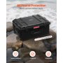 VEVOR 3.5 Cu.ft Weatherproof Hard Case, Waterproof Hard Case with Rolling Wheels & Retractable Pull Handle, IP67 Waterproof Protective Case with Clips, Padlock Holes, and Foam Inserted, Black (Large)