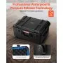 VEVOR 3.5 Cu.ft Weatherproof Hard Case, Waterproof Hard Case with Rolling Wheels & Retractable Pull Handle, IP67 Waterproof Protective Case with Clips, Padlock Holes, and Foam Inserted, Black (Large)