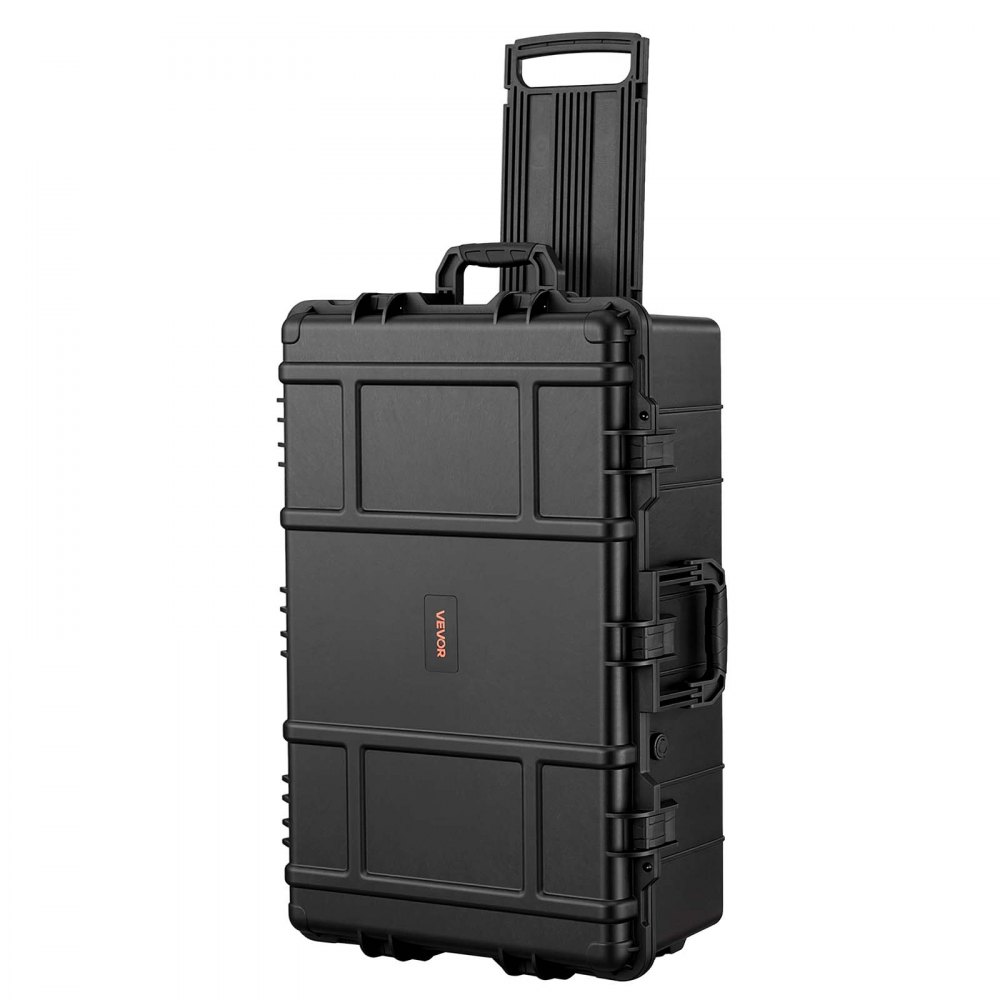 VEVOR Weatherproof Hard Case 800 x 520 x 310 mm with Pre-cut Foam, for Drones, Camera and Equipment, All Weather Waterproof, Heavy Duty Protective Dry Box with Retractable Handle, IP67, Black