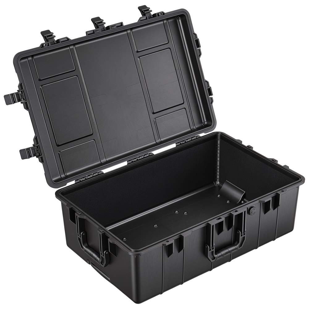 VEVOR Weatherproof Hard Case 800 x 520 x 310 mm All Weather Waterproof, For Audio Gear and Outdoor Tools, Heavy Duty Protective Dry Box with Reinforced Latches, Retractable Handle, IP67, Black