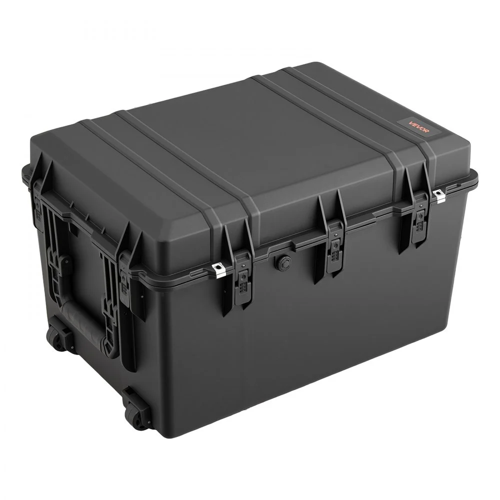 VEVOR Weatherproof Hard Case 785 x 565 x 465 mm All Weather Waterproof, for Drones, Camera and Equipment, Heavy Duty Protective Dry Box with Pre-cut Foam, Rubber Grips, Quiet Wheels, IP67, Black