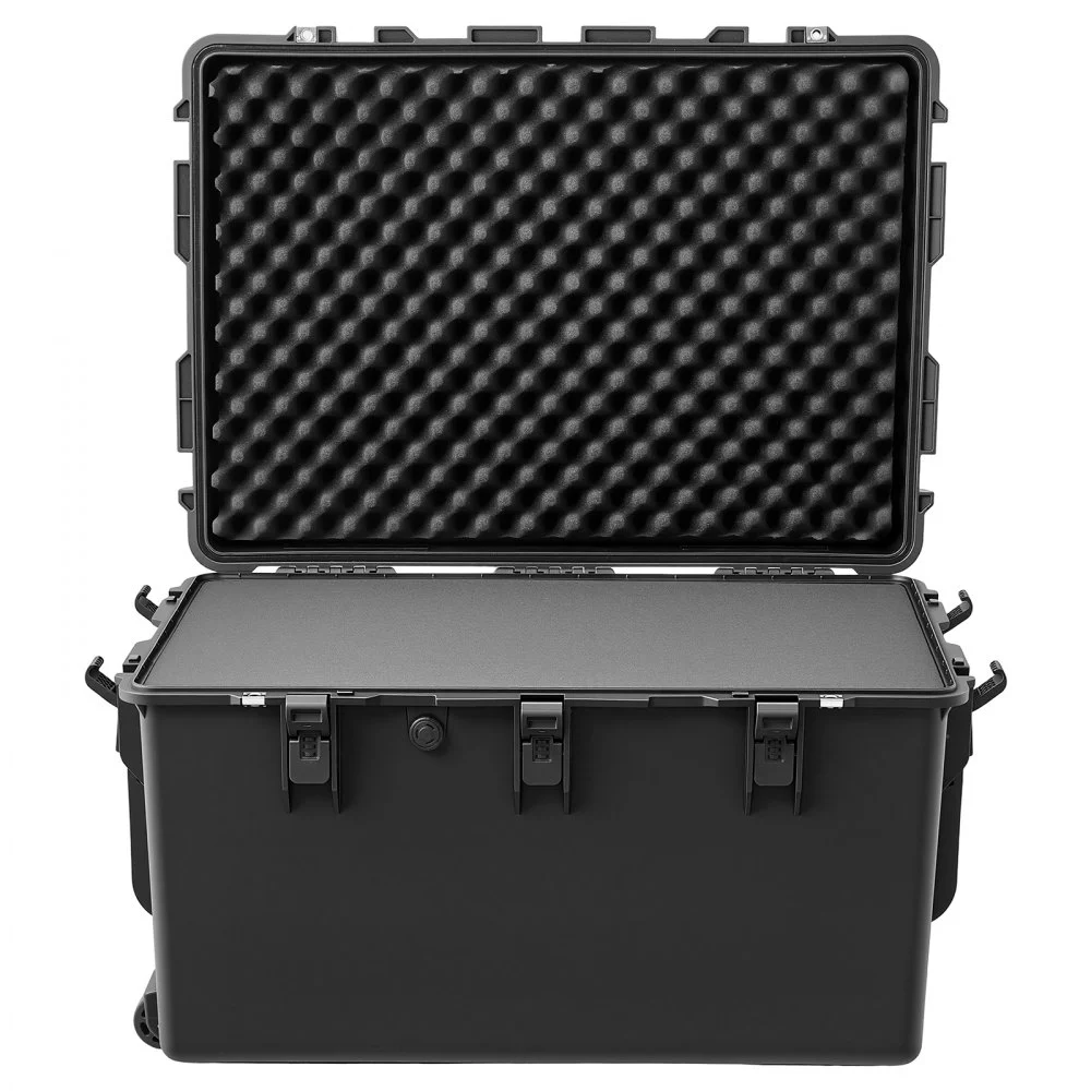 VEVOR Weatherproof Hard Case 785 x 565 x 465 mm All Weather Waterproof, for Drones, Camera and Equipment, Heavy Duty Protective Dry Box with Pre-cut Foam, Rubber Grips, Quiet Wheels, IP67, Black