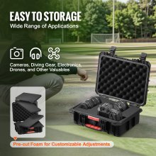 VEVOR 0.56 Cu.ft Weatherproof Hard Case with Handle Clips Padlock Holes PU Foam Protect Pistol, Microphone, and Camera Equipment