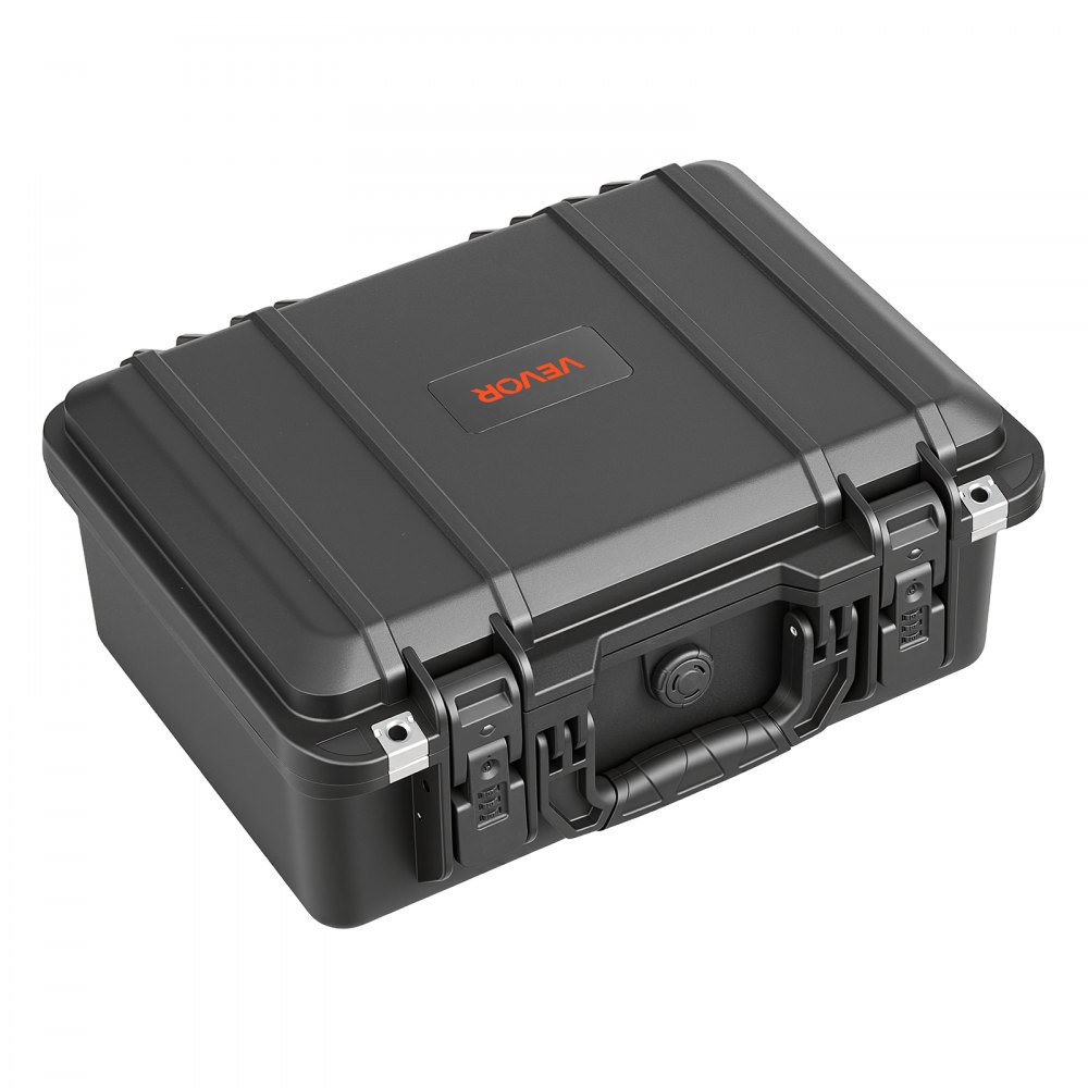 VEVOR Weatherproof Hard Case 404 x 320 x 170 mm All Weather Waterproof, for Drones, Camera and Equipment, Heavy Duty Protective Dry Box with Pre-cut Foam, Soft Rubber Grip, IP67, PP Shell, Black