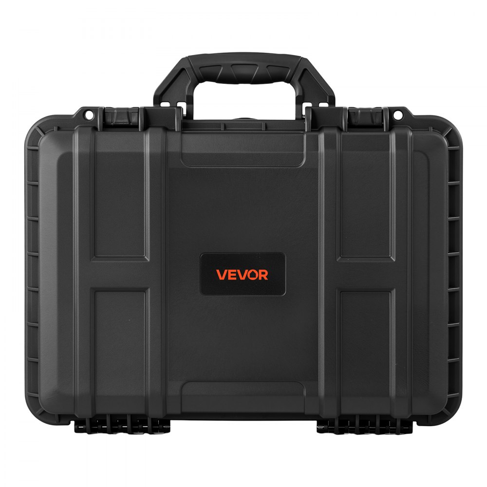 VEVOR Weatherproof Hard Case 470 x 355 x 175 mm All Weather Waterproof, for Drones, Camera and Equipment, Heavy Duty Protective Dry Box with Pre-cut Foam, Soft Rubber Grip, IP67, PP Shell, Black