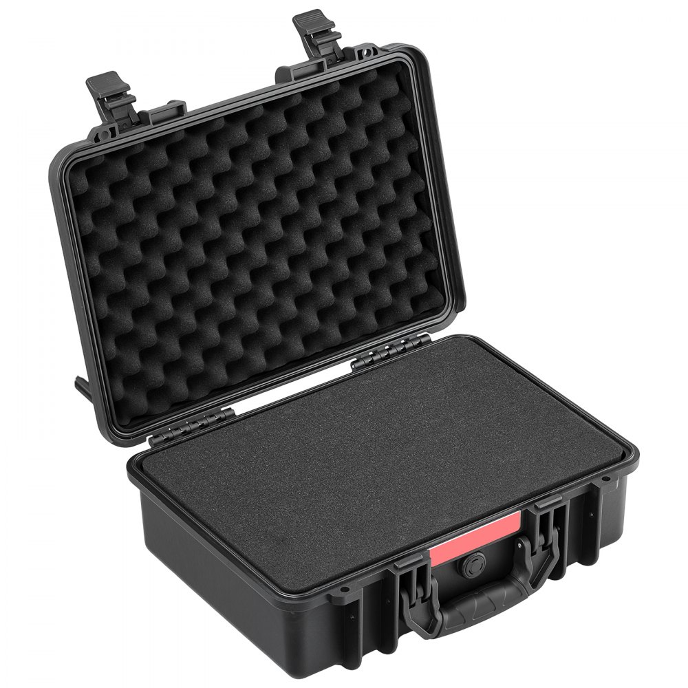 VEVOR Weatherproof Hard Case 470 x 355 x 175 mm All Weather Waterproof, for Drones, Camera and Equipment, Heavy Duty Protective Dry Box with Pre-cut Foam, Soft Rubber Grip, IP67, PP Shell, Black