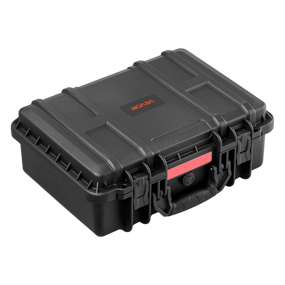VEVOR Weatherproof Hard Case 470 x 355 x 175 mm All Weather Waterproof, for Drones, Camera and Equipment, Heavy Duty Protective Dry Box with Pre-cut Foam, Soft Rubber Grip, IP67, PP Shell, Black