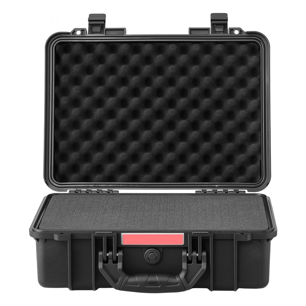 VEVOR Weatherproof Hard Case 470 x 355 x 175 mm All Weather Waterproof, for Drones, Camera and Equipment, Heavy Duty Protective Dry Box with Pre-cut Foam, Soft Rubber Grip, IP67, PP Shell, Black