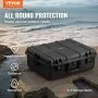 VEVOR Weatherproof Hard Case, Heavy Duty Protective Dry Box Case with Pre-cut Foam, and Retractable Pull Handles for Travel, Hunting, Military, Tactical, IP67 Waterproof Case for Cameras (56.1x37x26)