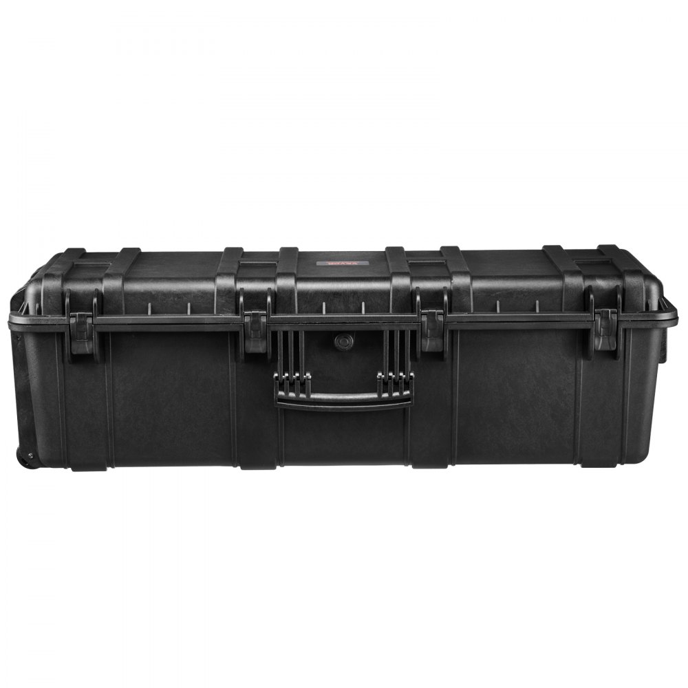 VEVOR 5.5 Cu.ft Weatherproof Hard Case, Large Capacity Waterproof Hard Case with 3 Handles, IP67 Waterproof Protective Case with 6 Clips, 6 Padlock Holes, and Foam Inserted for Large Equipment, Black