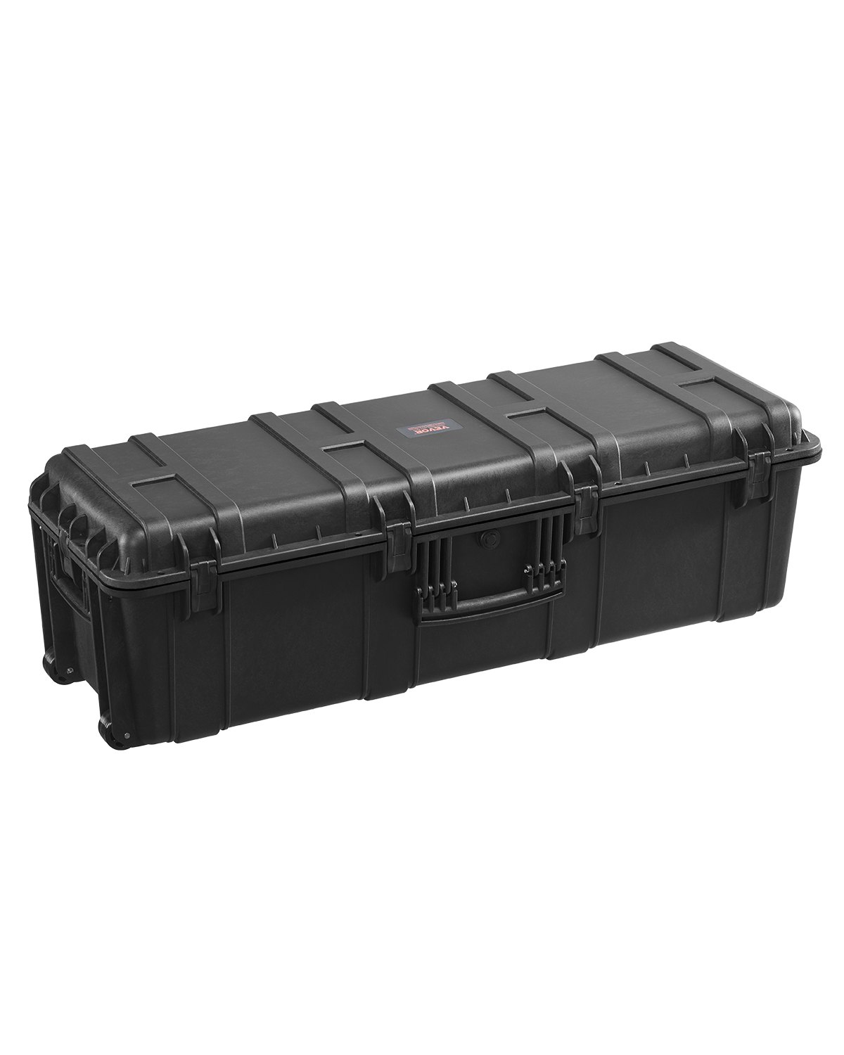 VEVOR 5.5 Cu.ft Weatherproof Hard Case, Large Capacity Waterproof Hard Case with 3 Handles, IP67 Waterproof Protective Case with 6 Clips, 6 Padlock Holes, and Foam Inserted for Large Equipment, Black