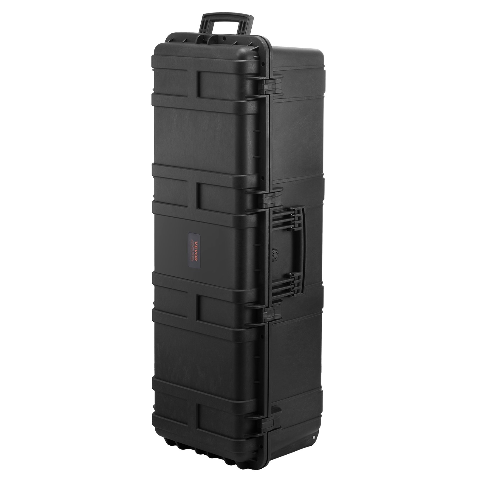 VEVOR 5.5 Cu.ft Weatherproof Hard Case, Large Capacity Waterproof Hard Case with 3 Handles, IP67 Waterproof Protective Case with 6 Clips, 6 Padlock Holes, and Foam Inserted for Large Equipment, Black