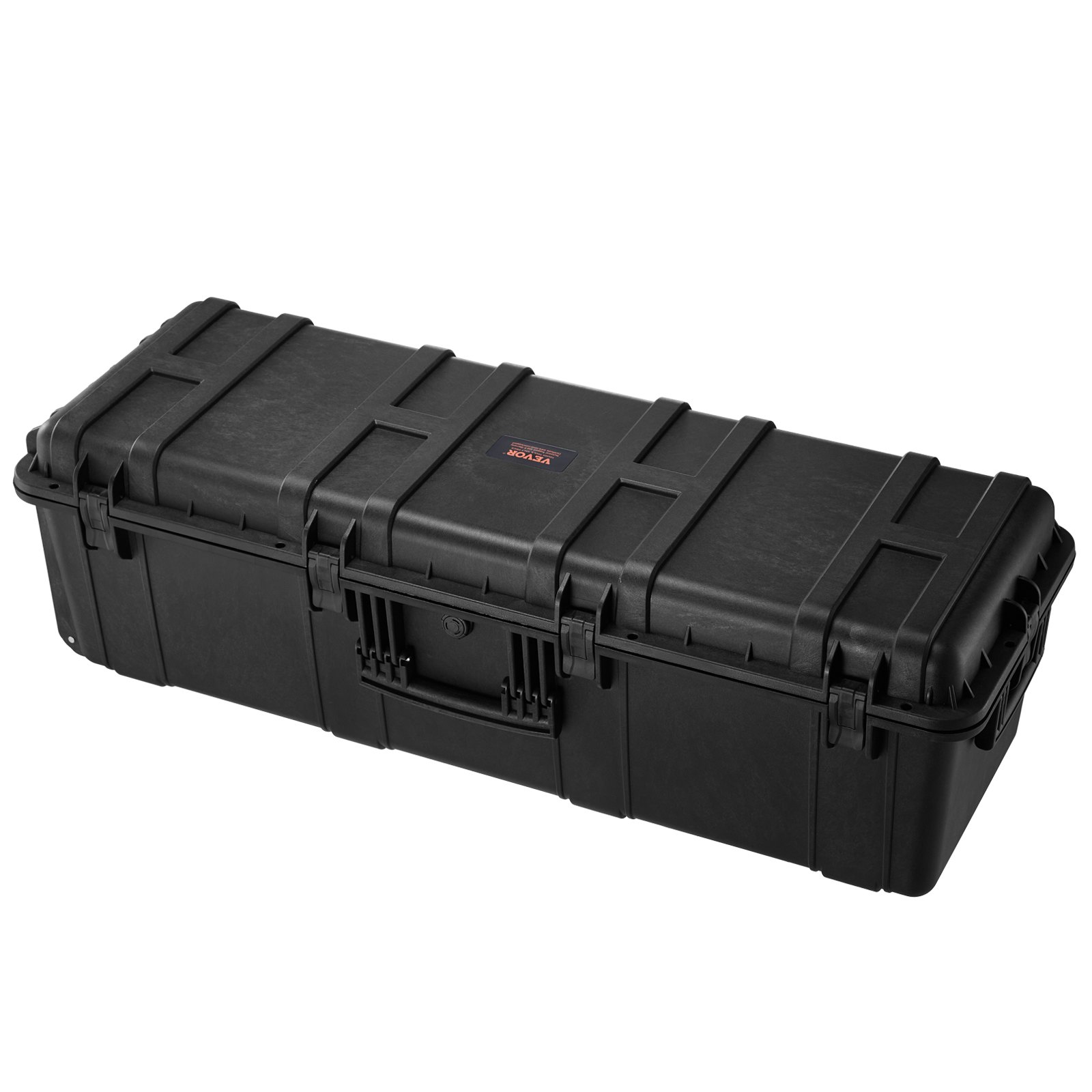 VEVOR 5.5 Cu.ft Weatherproof Hard Case, Large Capacity Waterproof Hard Case with 3 Handles, IP67 Waterproof Protective Case with 6 Clips, 6 Padlock Holes, and Foam Inserted for Large Equipment, Black