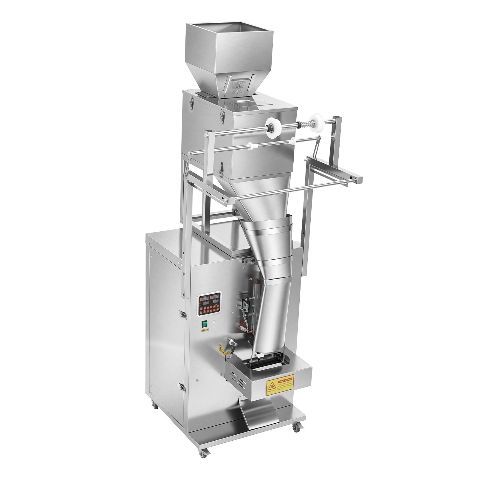 VEVOR Powder Filling and Sealing Machine, 10-999g(0.02-2.2lbs) Automatic Particle Granule Packaging Machine, Stainless Steel, Weighing Filling Sealing, for Coffee Beans, Grains, Tea, Spices, Silver