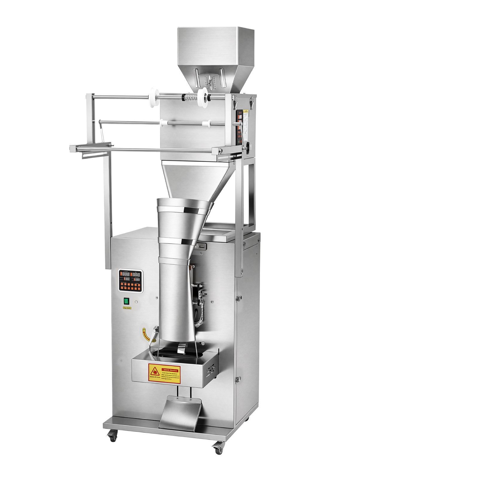 VEVOR Powder Filling and Sealing Machine, 10-999g(0.02-2.2lbs) Automatic Particle Granule Packaging Machine, Stainless Steel, Weighing Filling Sealing, for Coffee Beans, Grains, Tea, Spices, Silver
