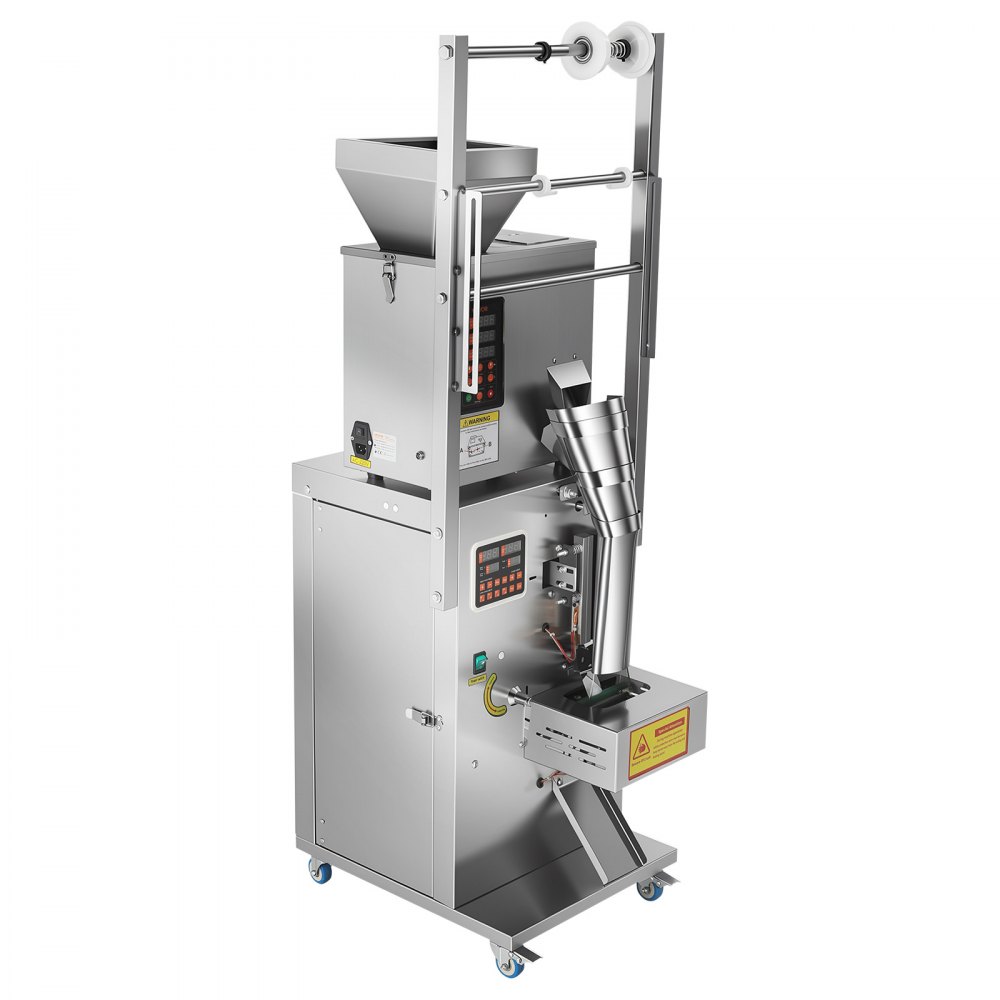 VEVOR Powder Filling and Sealing Machine, 3-200g(0.01-0.44lbs) Automatic Particle Granule Packaging Machine, Stainless Steel, Weighing Filling Sealing, for Coffee Beans, Grains, Tea, Spices, Silver