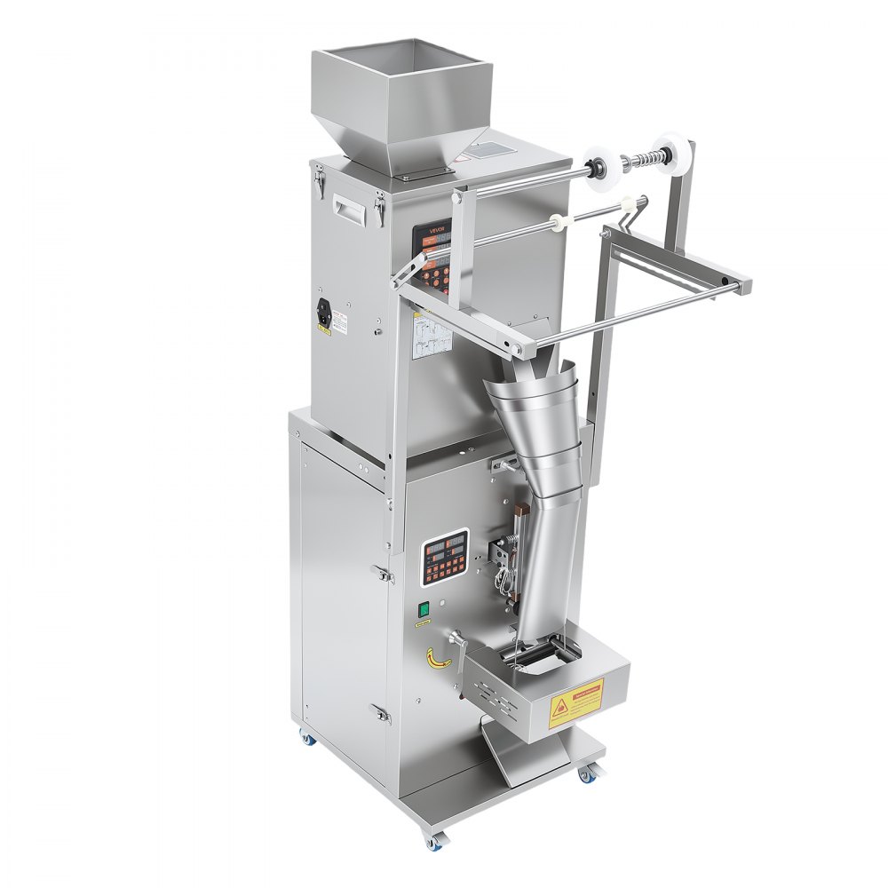 VEVOR Powder Filling and Sealing Machine, 10-500g(0.02-1.1lbs) Automatic Particle Granule Packaging Machine, Stainless Steel, Weighing Filling Sealing, for Coffee Beans, Grains, Tea, Spices, Silver