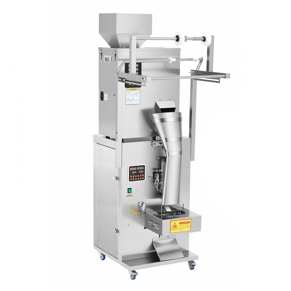VEVOR Powder Filling and Sealing Machine, 10-500g(0.02-1.1lbs) Automatic Particle Granule Packaging Machine, Stainless Steel, Weighing Filling Sealing, for Coffee Beans, Grains, Tea, Spices, Silver