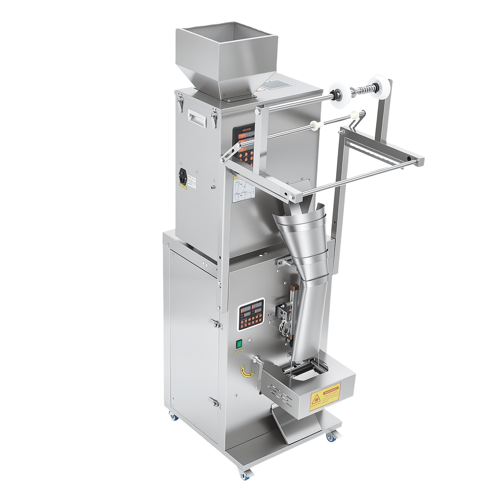 VEVOR Powder Filling and Sealing Machine, 10-500g(0.02-1.1lbs) Automatic Particle Granule Packaging Machine, Stainless Steel, Weighing Filling Sealing, for Coffee Beans, Grains, Tea, Spices, Silver