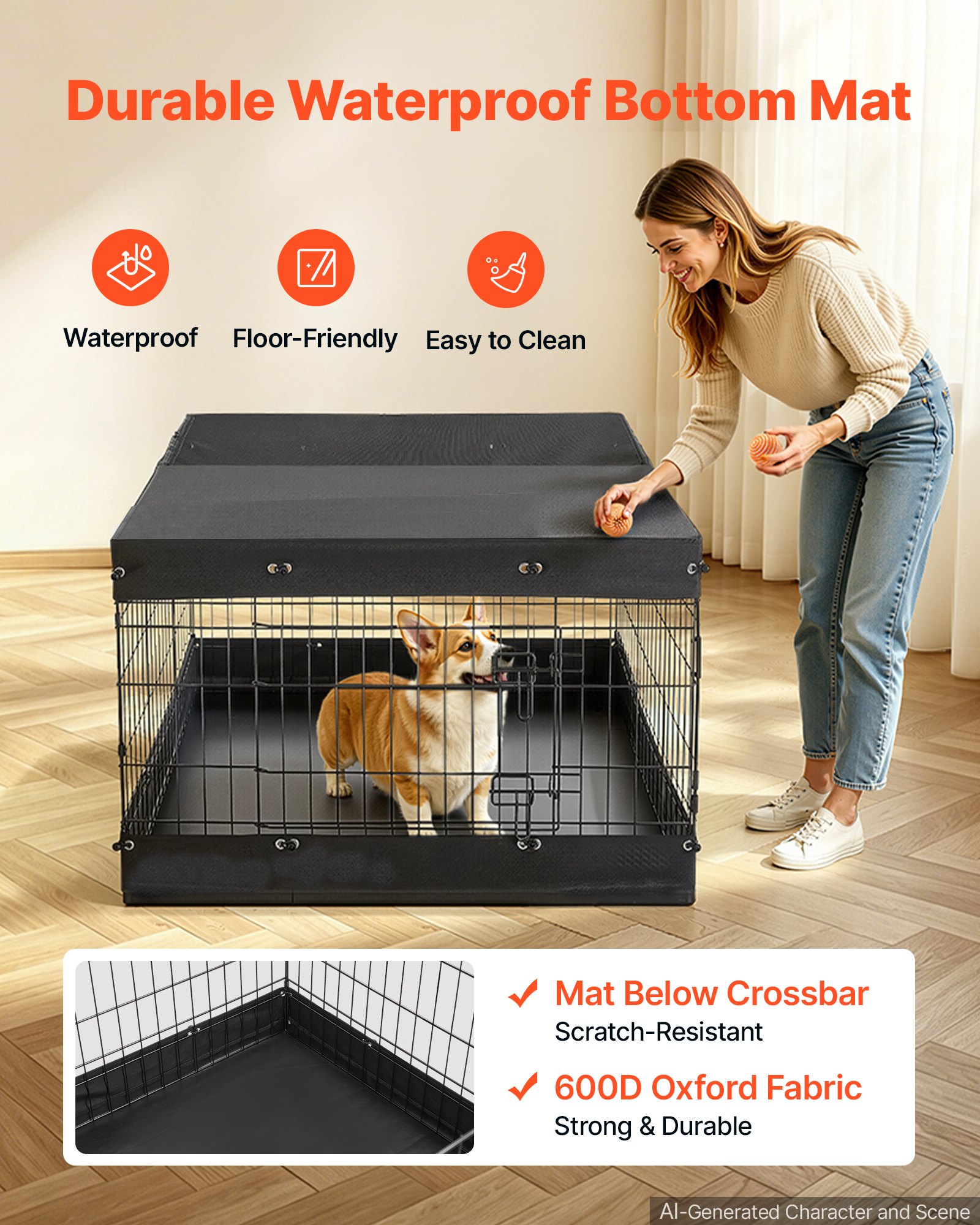 VEVOR Dog Playpen 24 Inch 4 Panels Exercise Pen with Top Cover & Bottom Pad, Indoor Foldable Metal Pet Fence with Door, Heavy Duty Puppy Crate Kennel Pen for Dogs, Cats, and Other Small Animals, Black