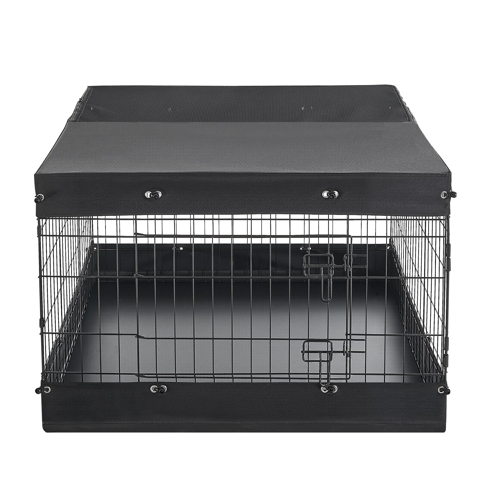 VEVOR Dog Playpen 24 Inch 4 Panels Exercise Pen with Top Cover & Bottom Pad, Indoor Foldable Metal Pet Fence with Door, Heavy Duty Puppy Crate Kennel Pen for Dogs, Cats, and Other Small Animals, Black