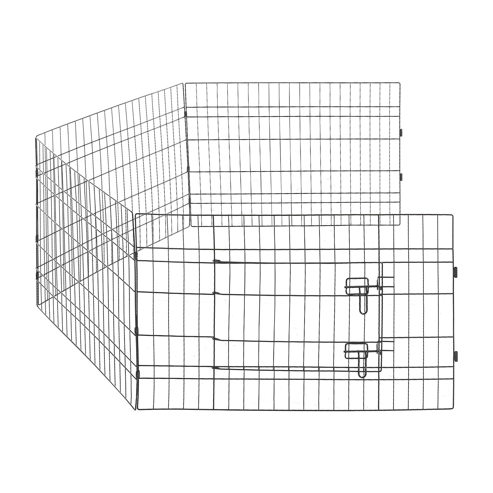 VEVOR Dog Playpen 24 Inch 4 Panels Exercise Pen with Top Cover & Bottom Pad, Indoor Foldable Metal Pet Fence with Door, Heavy Duty Puppy Crate Kennel Pen for Dogs, Cats, and Other Small Animals, Black
